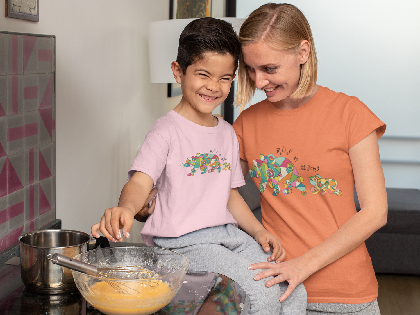 Women's Geometric Mother & Baby Bear Tee - Follow Mommy Edition