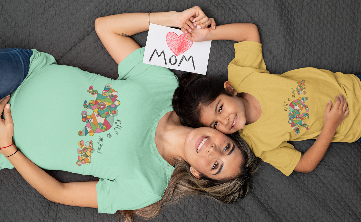 Toddler Unisex Geometric Bear Tee - Follow Mommy Edition