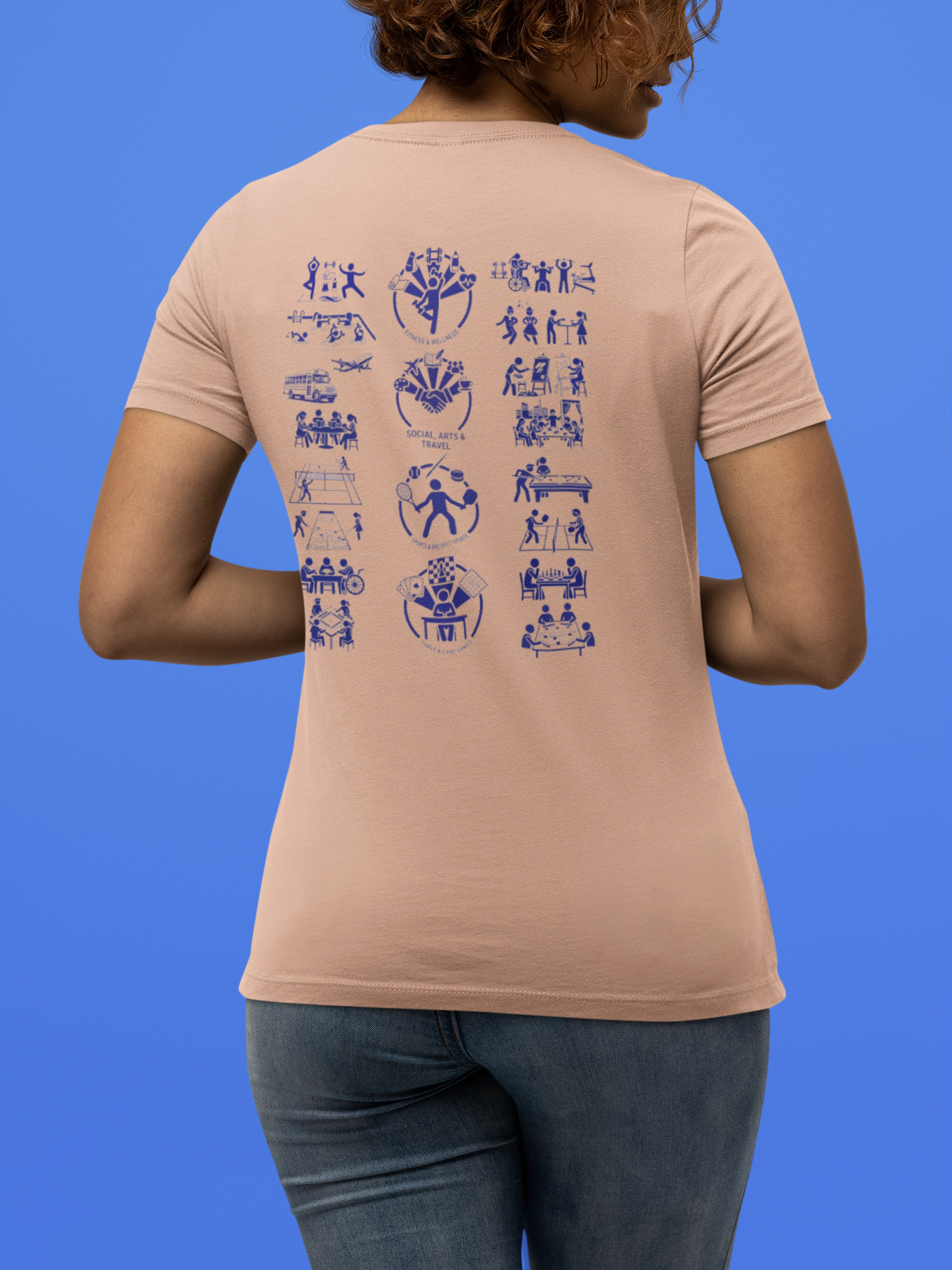 Falls Run Women's Active Living V-Neck Tee (White & Heather Peach)