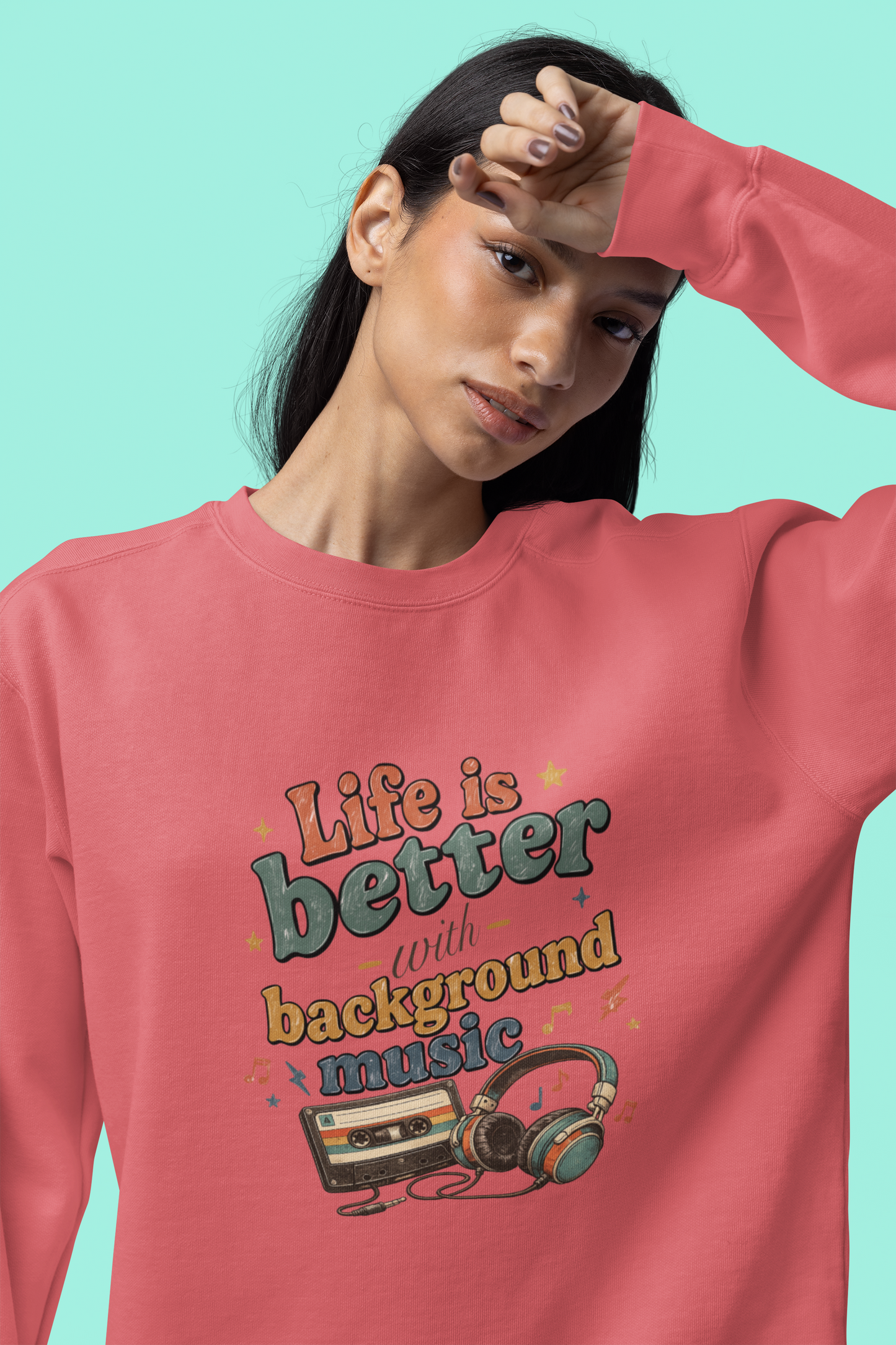 Artistic "Background Music" Unisex Garment-Dyed Sweatshirt