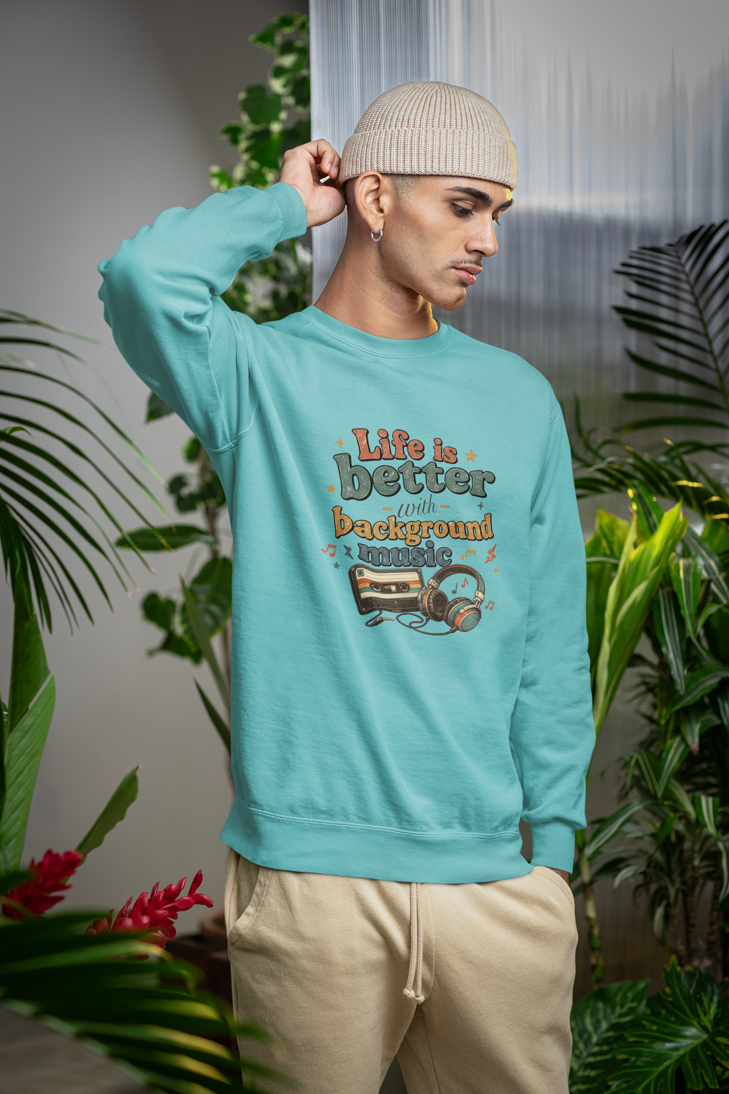Artistic "Background Music" Unisex Garment-Dyed Sweatshirt