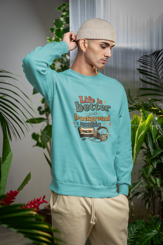 Artistic "Background Music" Unisex Garment-Dyed Sweatshirt
