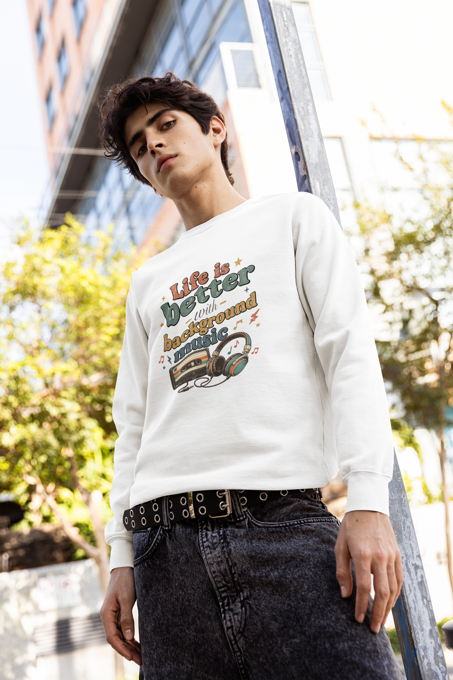 Artistic "Background Music" Unisex Garment-Dyed Sweatshirt