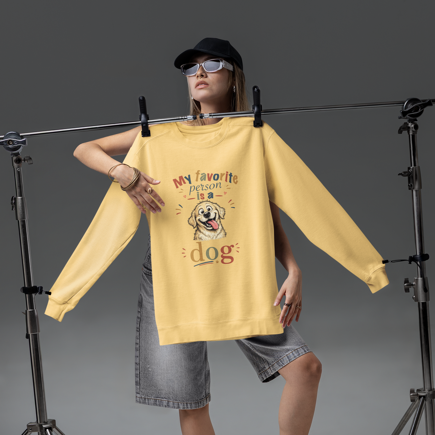Artistic "Favorite Person Is a Dog" Unisex Garment-Dyed Sweatshirt