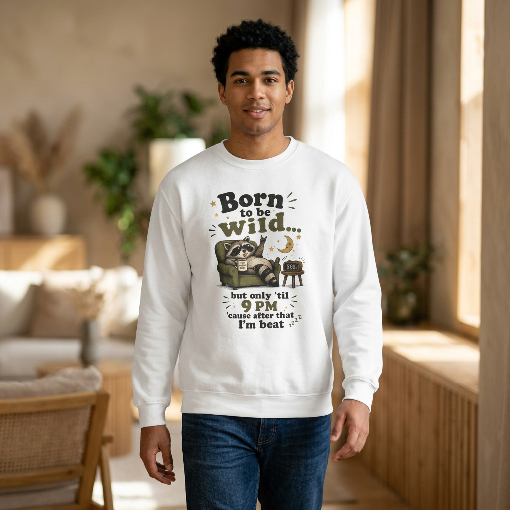 Artistic "Born To Be Wild But Only 'Til 9 PM" Unisex Garment-Dyed Sweatshirt