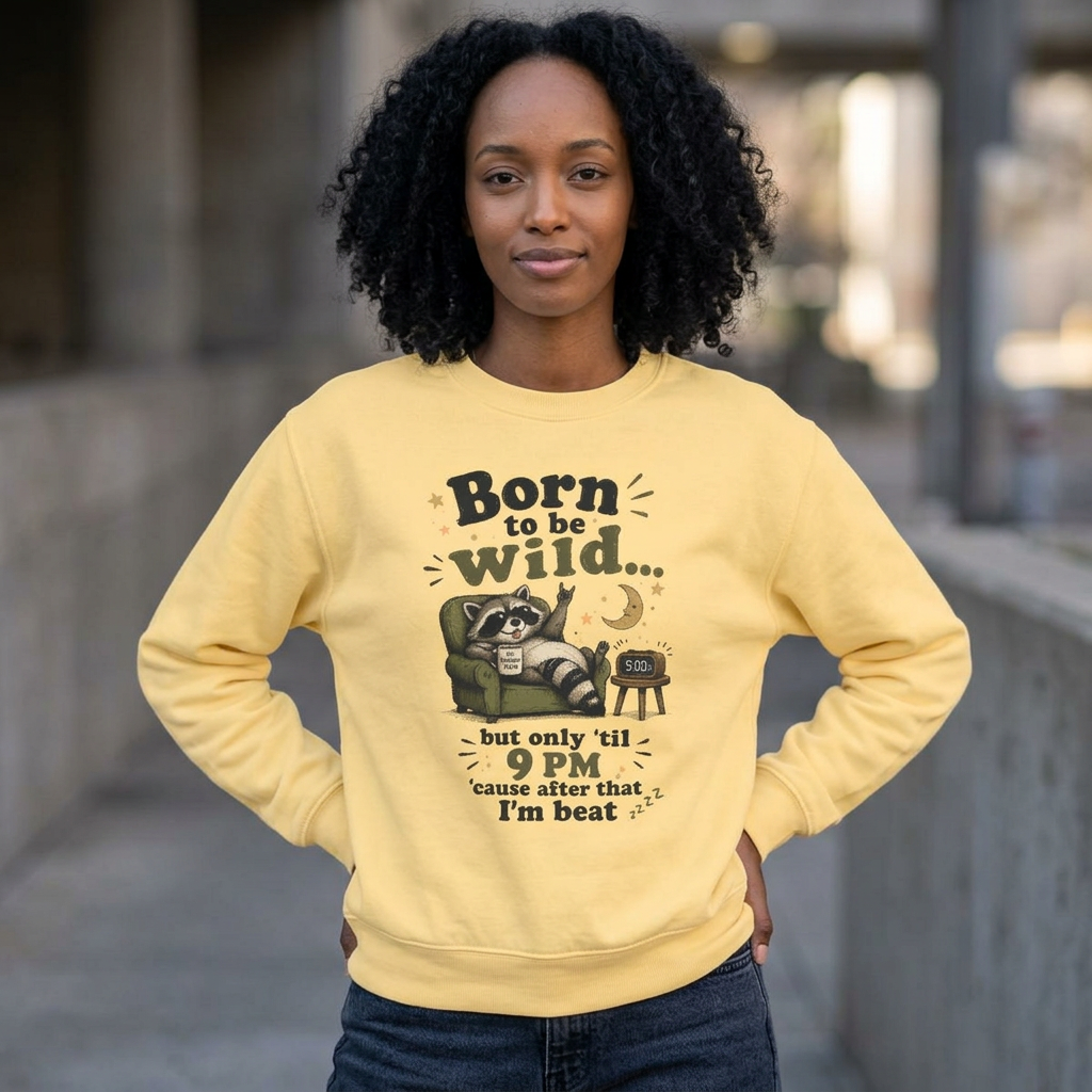 Artistic "Born To Be Wild But Only 'Til 9 PM" Unisex Garment-Dyed Sweatshirt