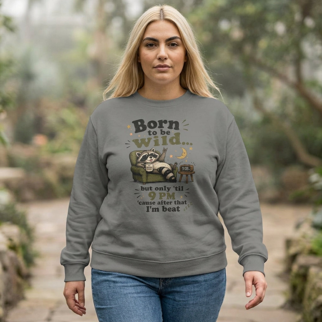 Artistic "Born To Be Wild But Only 'Til 9 PM" Unisex Garment-Dyed Sweatshirt