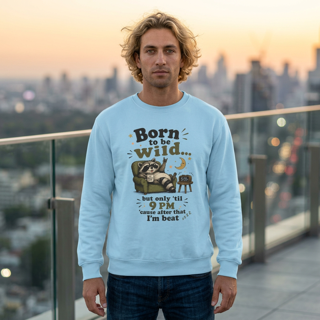 Artistic "Born To Be Wild But Only 'Til 9 PM" Unisex Garment-Dyed Sweatshirt