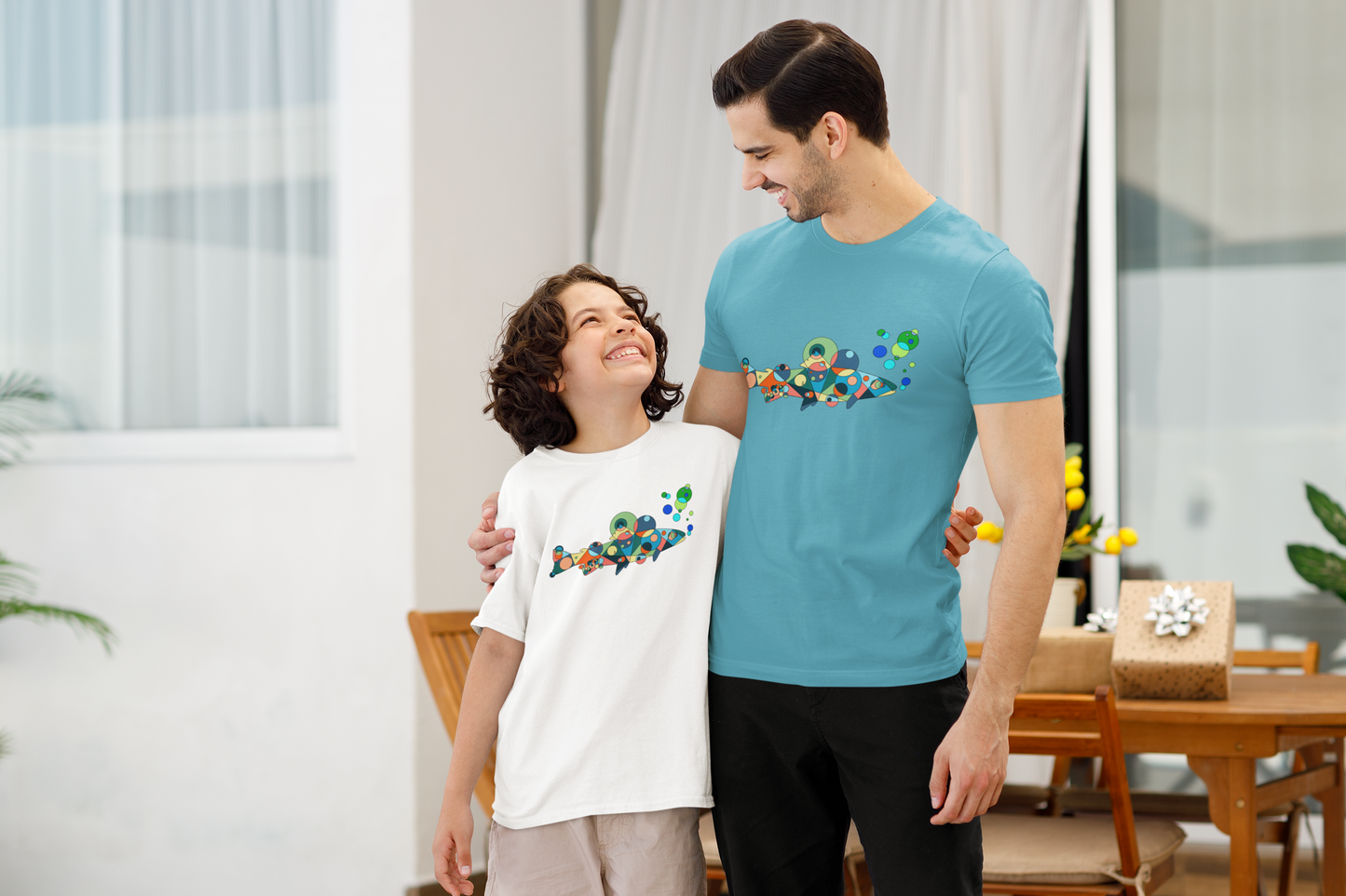 Unisex Geometric Fish Tee – Aquatic Wonder Edition