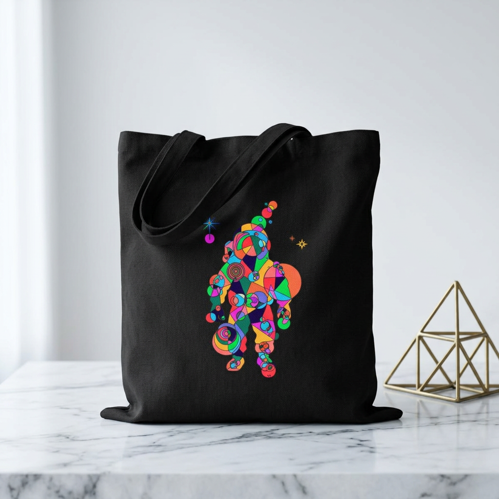 Geometric Astronaut Cotton Canvas Tote – Cosmic Explorer Edition