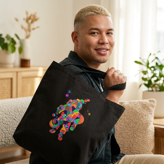 Geometric Astronaut Cotton Canvas Tote – Cosmic Explorer Edition