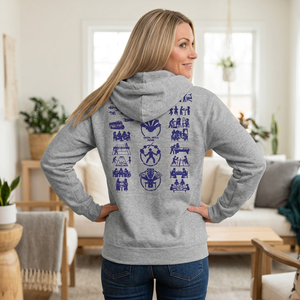 Full-Zip Hooded Sweatshirt Community Activities (Front Logo & Back Design)
