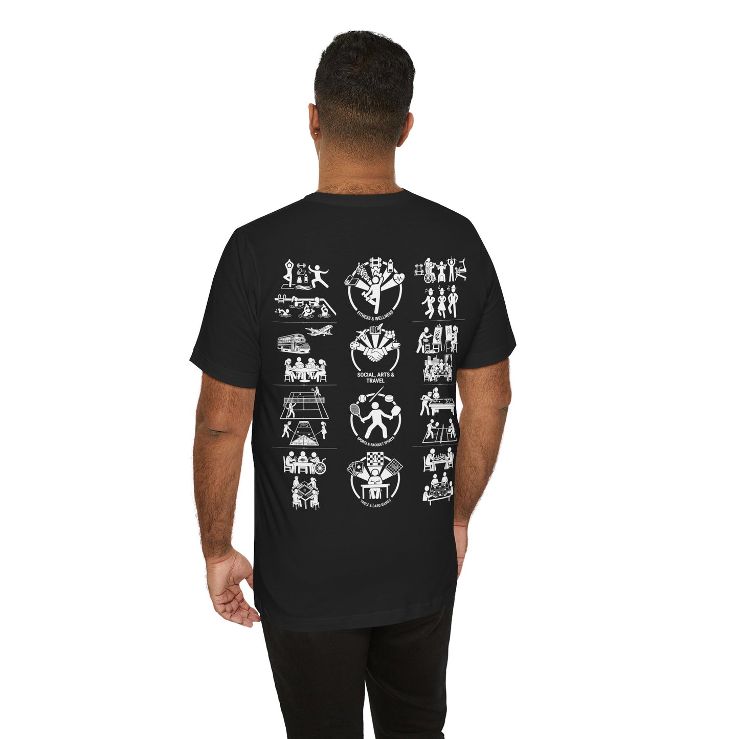 Unisex Tee Community Activities (Front Logo & Back Design, Black & Blue)
