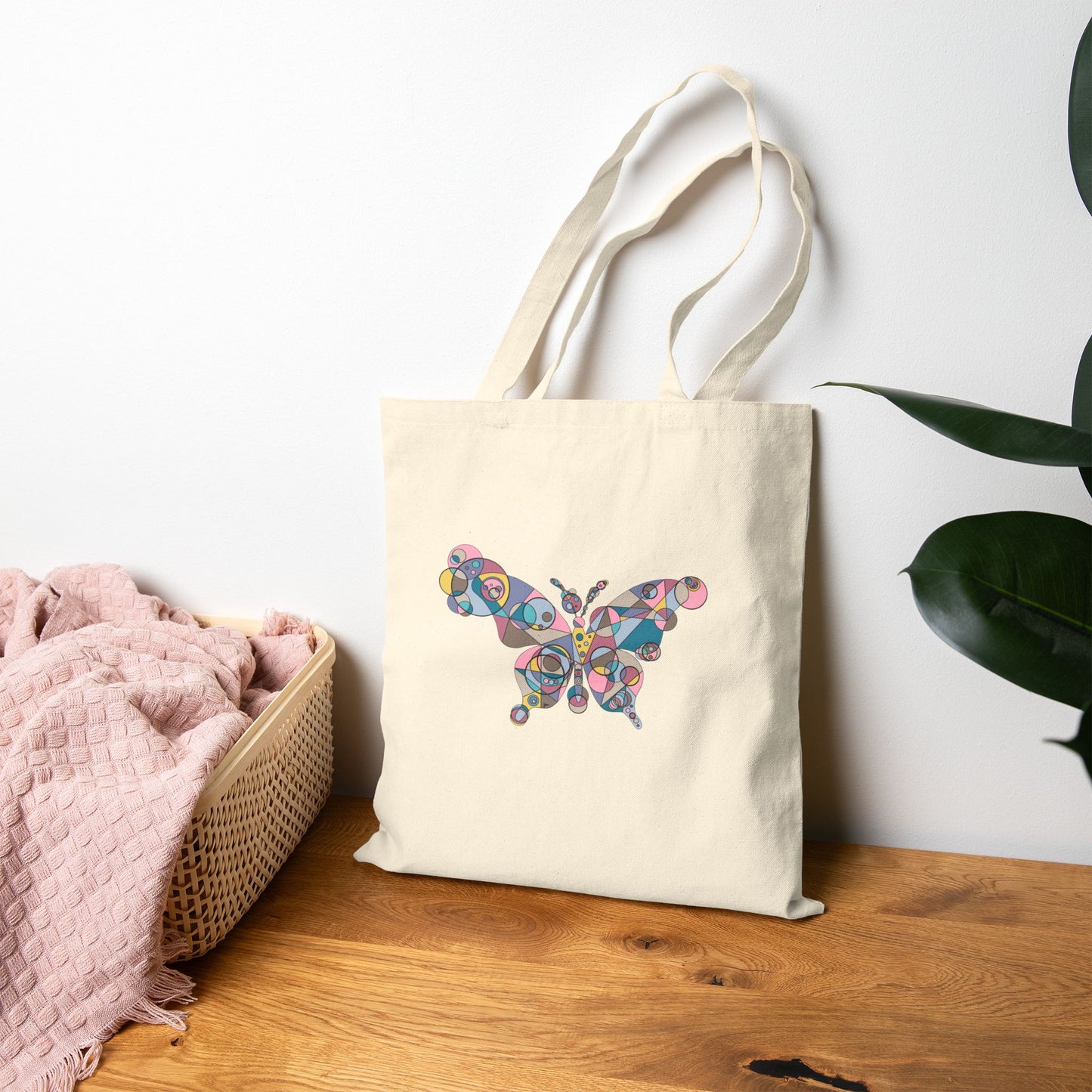 Geometric Butterfly Cotton Canvas Tote – Ethereal Edition