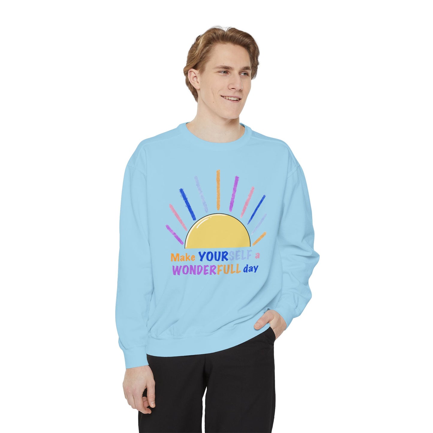 Artistic "Wonderfull Day" Unisex Garment-Dyed Sweatshirt