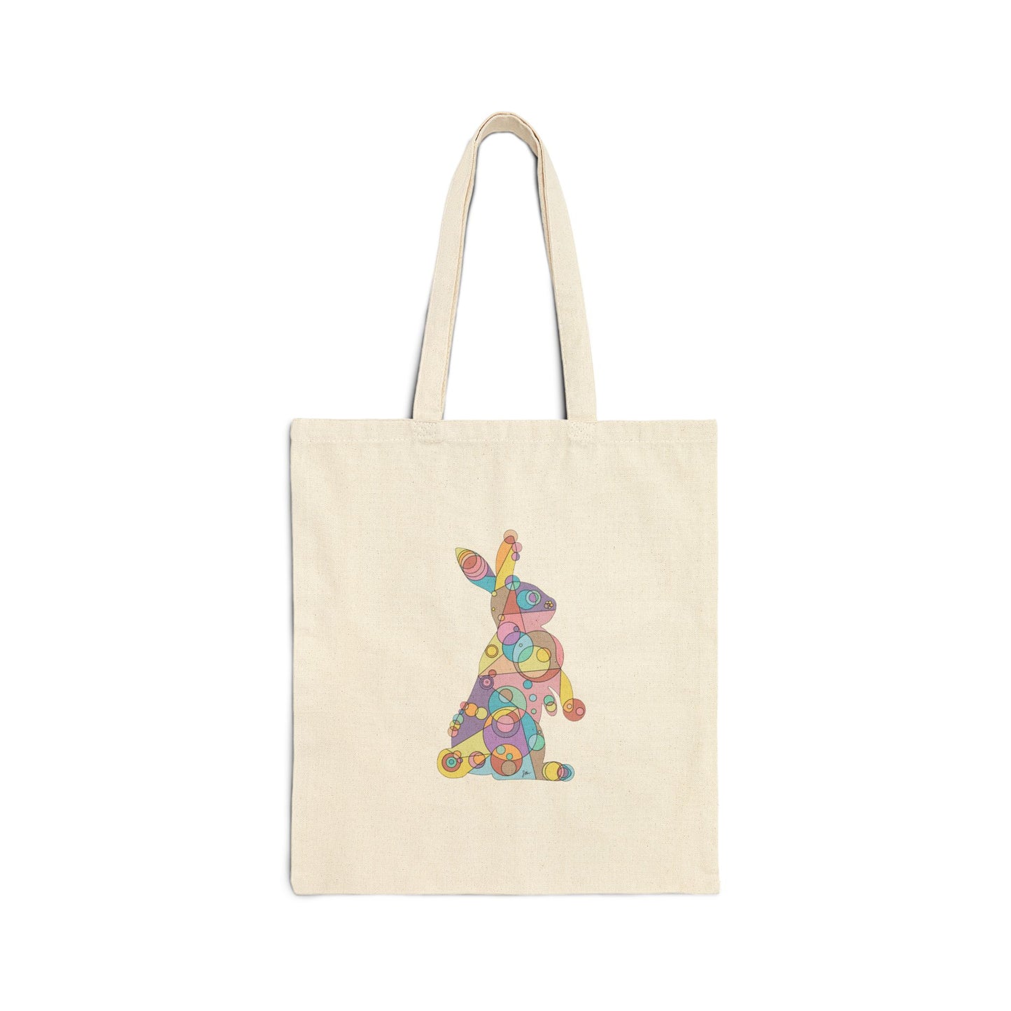 Geometric Bunny Cotton Canvas Tote – Pastel Wonder Edition