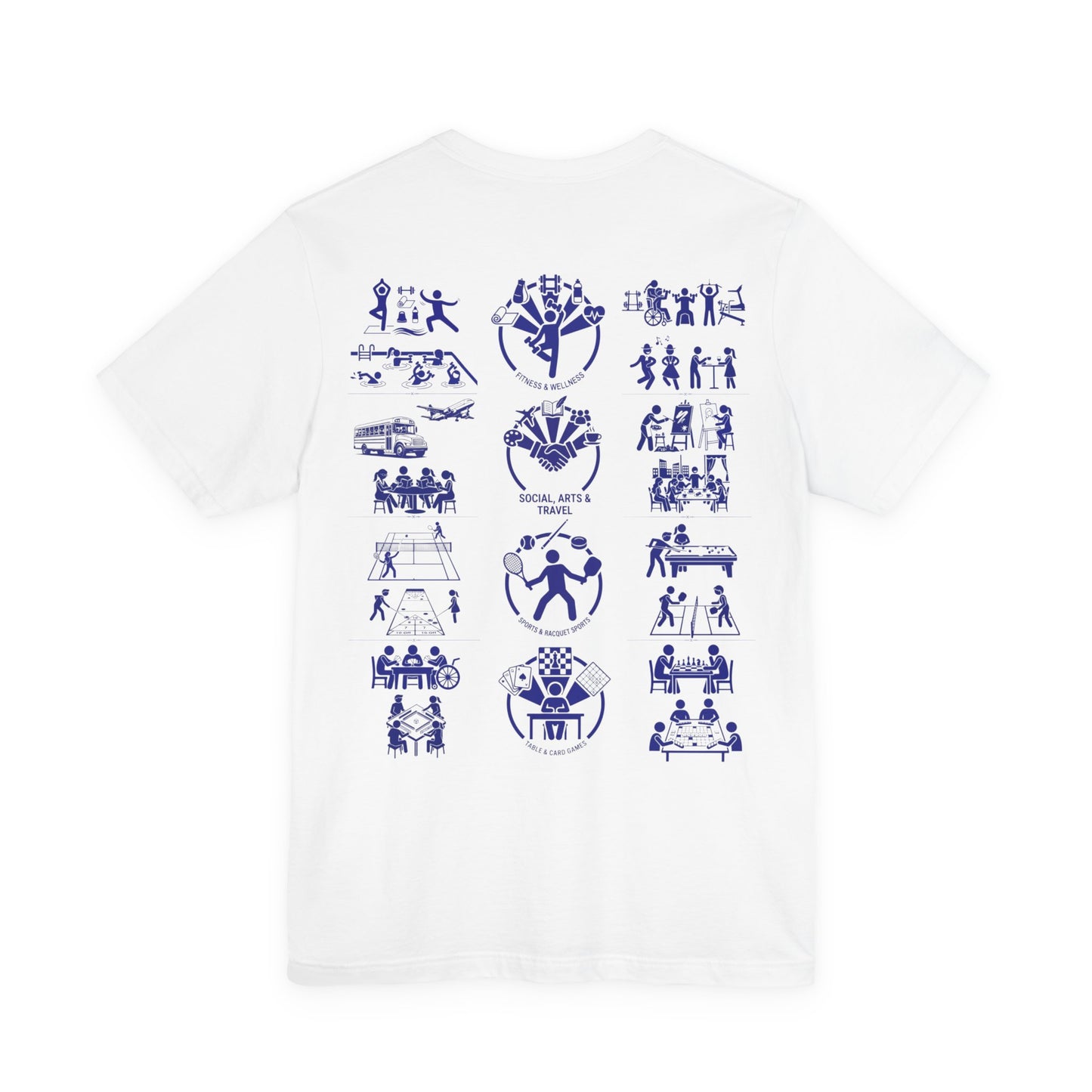 Unisex Tee Community Activities (Front Logo & Back Design, White & Pink)