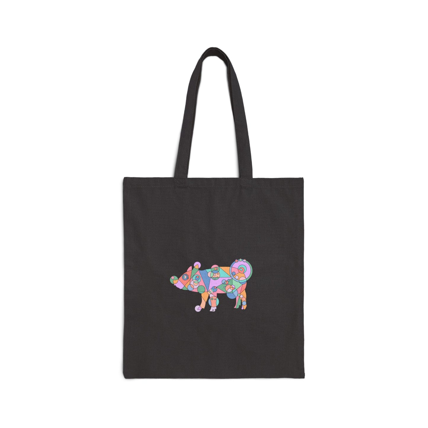 Geometric Pig Cotton Canvas Tote – Pastel Whimsy Edition