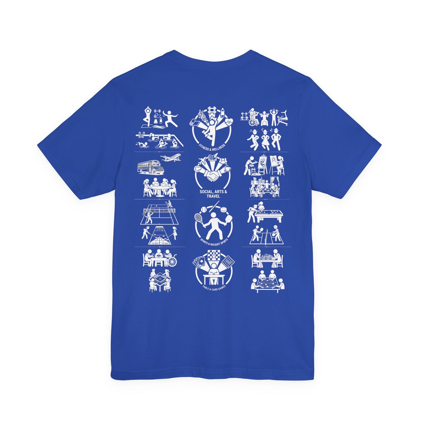 Unisex Tee Community Activities (Front Logo & Back Design, Black & Blue)