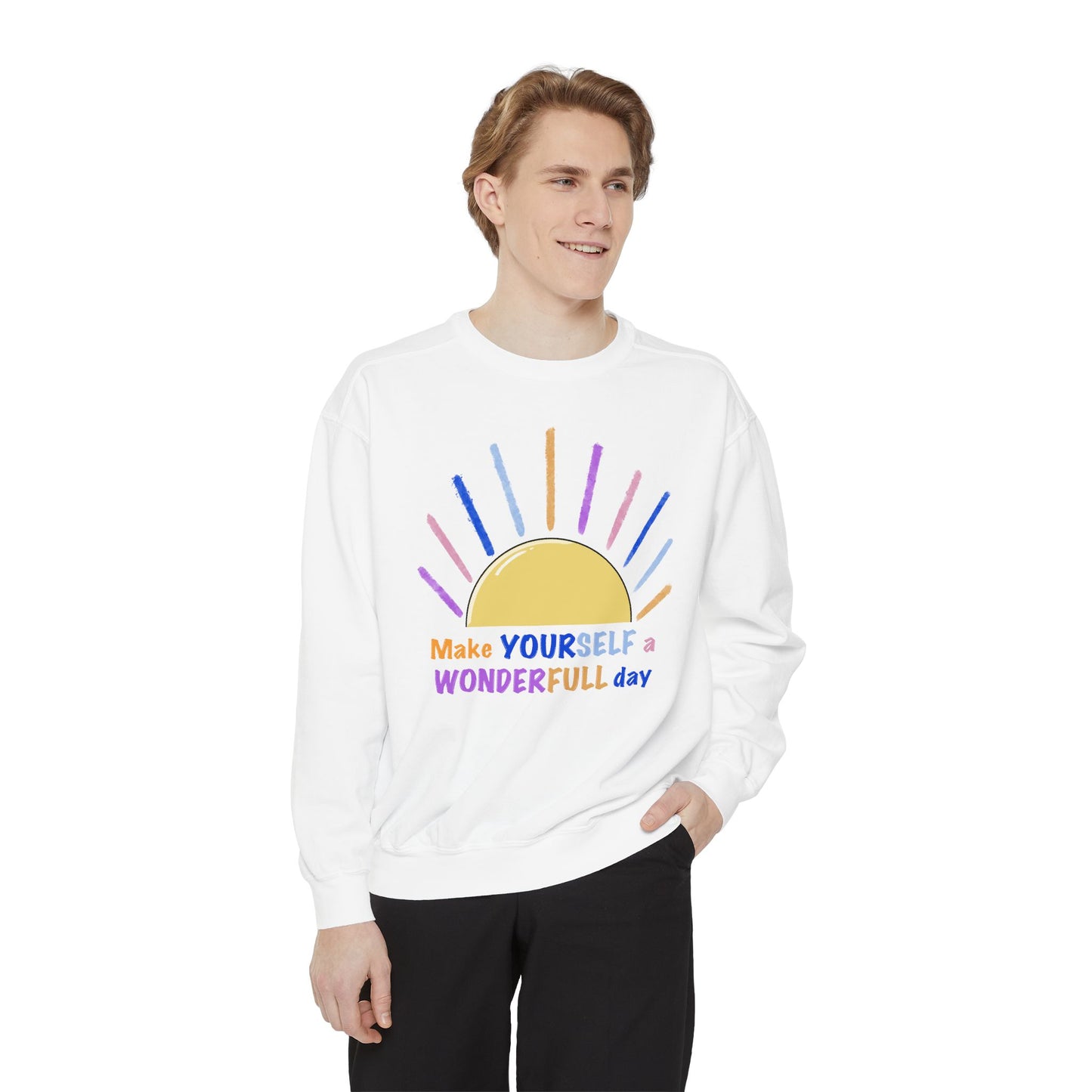 Artistic "Wonderfull Day" Unisex Garment-Dyed Sweatshirt