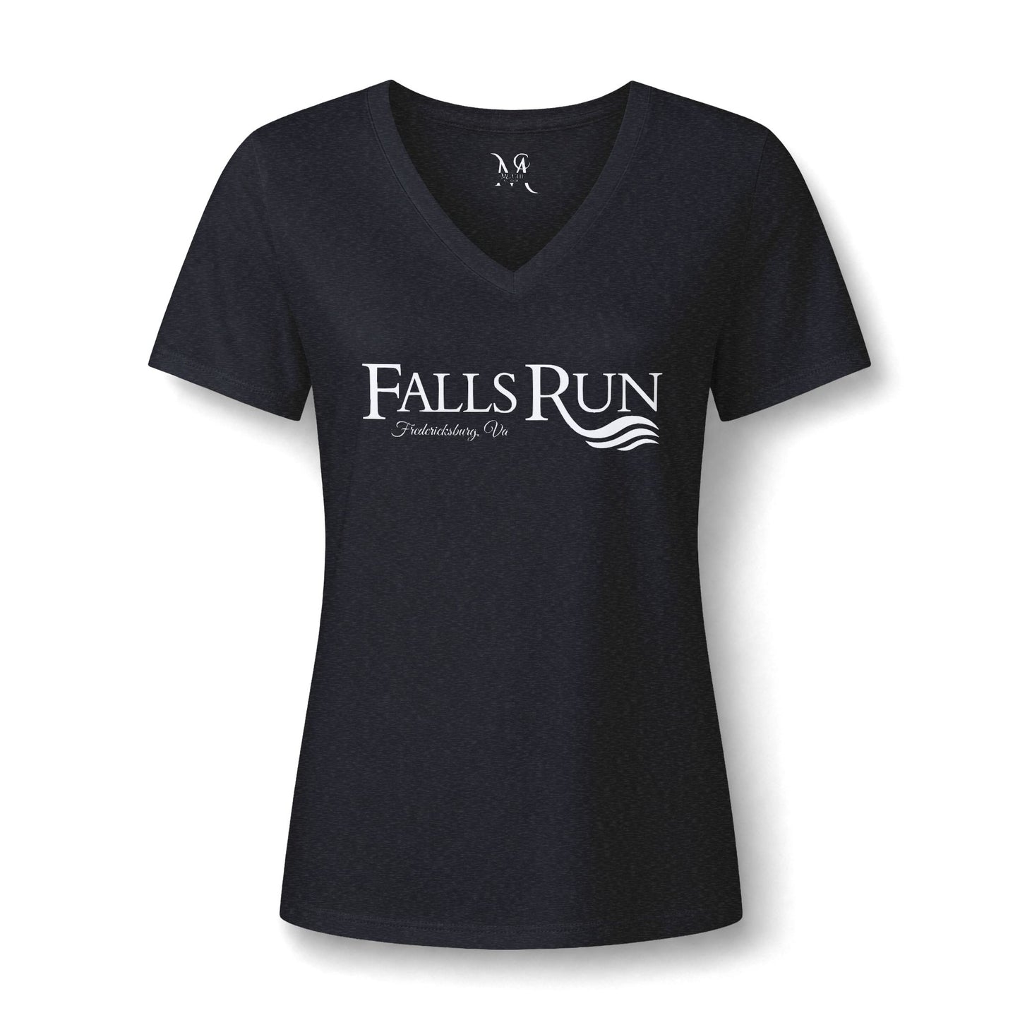 Women's V-Neck Tee Community Classic (Front Logo Only - Plain Back, Black & Blue)
