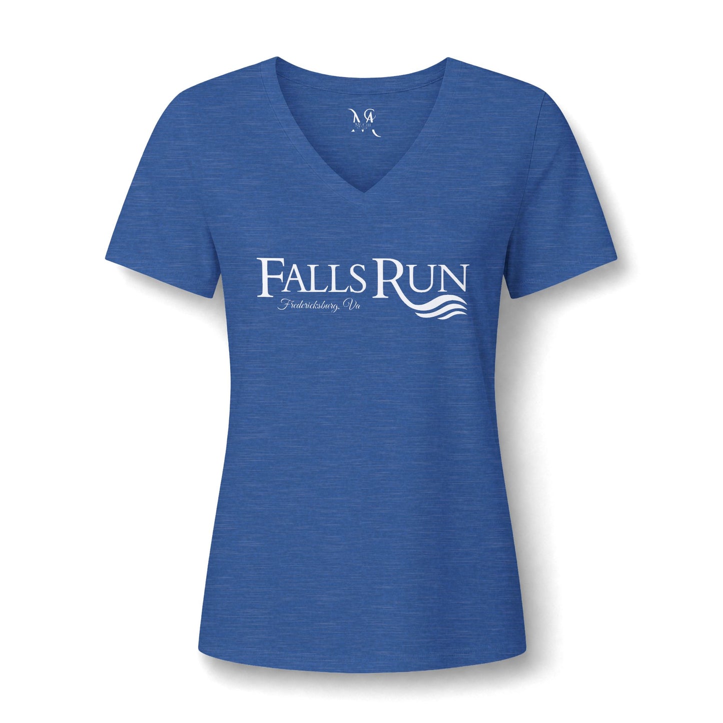 Women's V-Neck Tee Community Classic (Front Logo Only - Plain Back, Black & Blue)