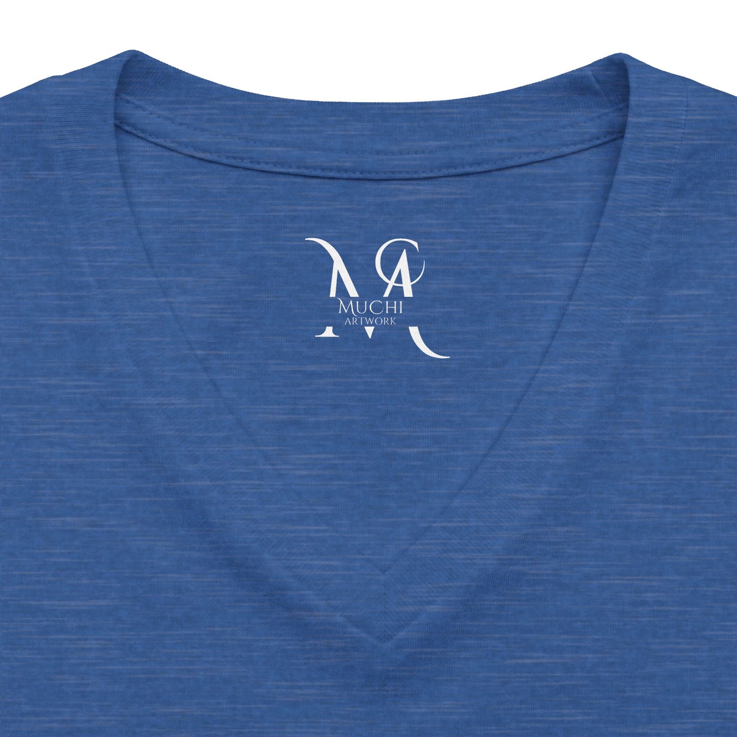 Women's V-Neck Tee Community Activities (Front Logo & Back Design, Black & Blue)