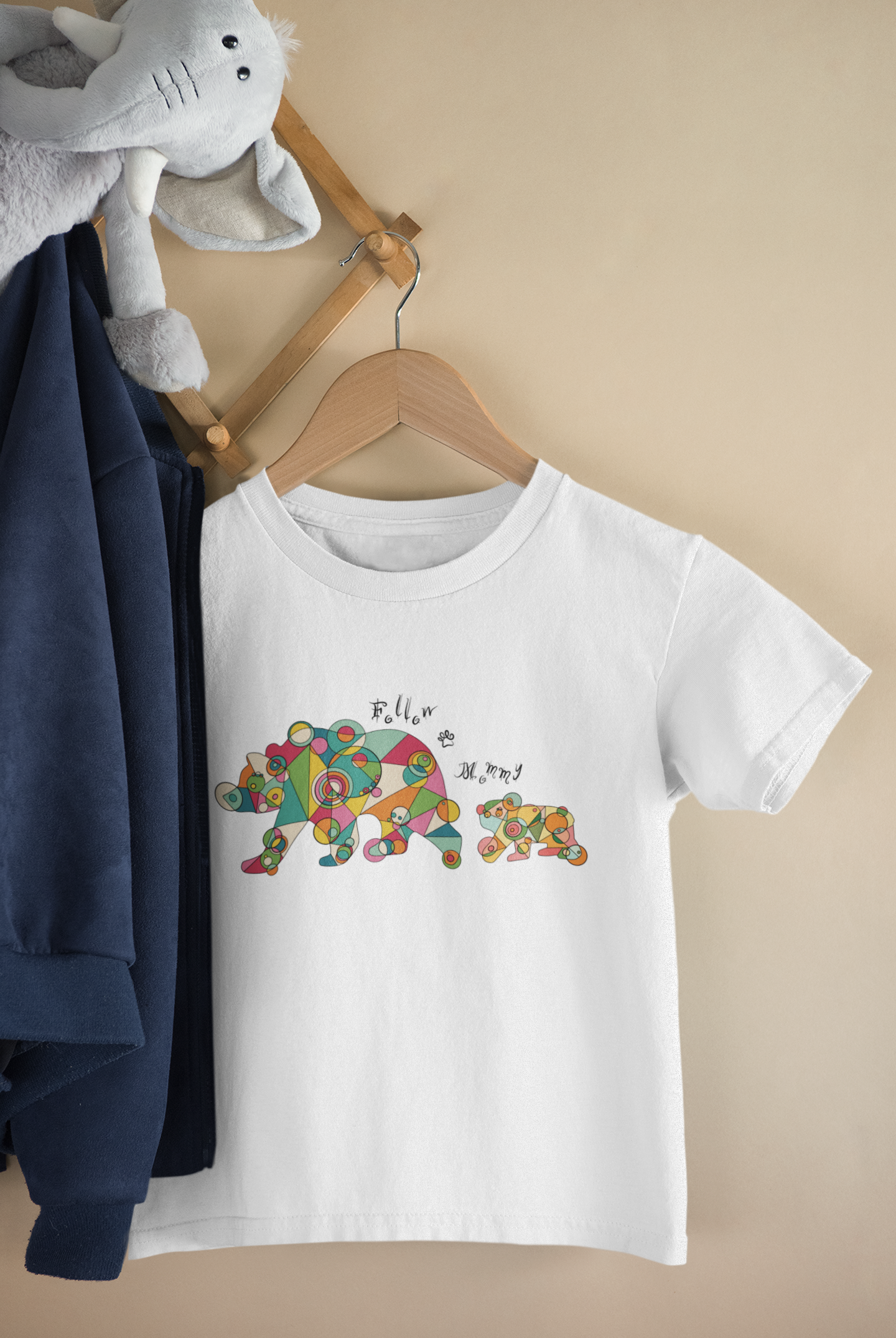 Toddler Unisex Geometric Bear Tee - Follow Mommy Edition